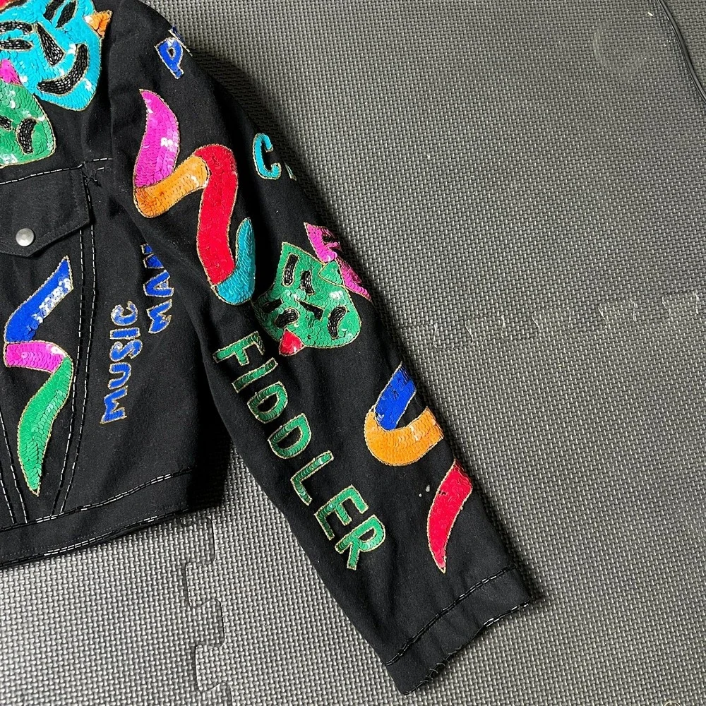 Vintage‎ Modi Denim Sequin Broadway Musicals Jacket Size Small/Medium Vintage